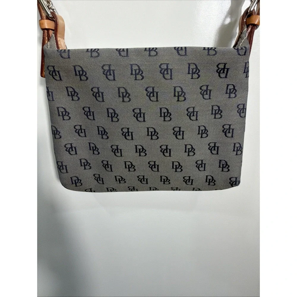 Dooney Bourke Gray Bag With Navy Blue Logos  Zipper Signature Hobo‎  Handbag